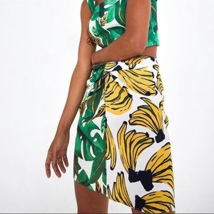 Farm Rio Amazonia Banana Twist Front Skirt XS